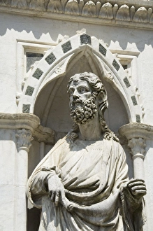 Palazzo Pubblico Prints: Statues at the base of the bell tower to the Palazzo Pubblico