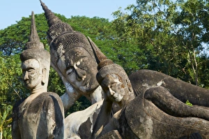 Images Dated 28th December 2010: Statues of Buddha in Xieng Khuan Buddha Park, Vientiane Province, Laos