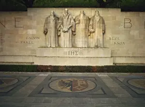 Statues of Calvin, Knox, Farel and Beze on Reformation Monument, Geneva