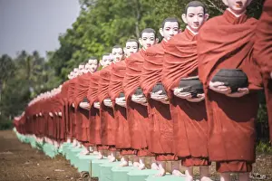 Mon State Prints: Statues of disciples of Arahant, perfected people who have attained Nirvana, Mawlamyine