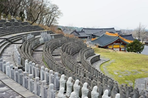 Korean Prints: Statues, Gwaneumsa Buddhist Temple, Jeju Island, South Korea, Asia