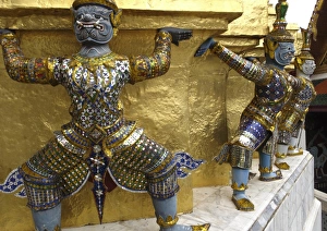 Lifting Prints: Statues of monkey-demons, Wat Phra Kaew temple