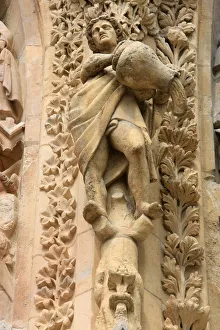Reims Prints: Statues, Notre-Dame de Reims Cathedral, UNESCO World Heritage Site, Reims, Marne