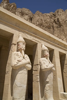 Thebes Prints: Statues of Osiris, Deir-el-Bahri (Hatshepsuts Temple), West Bank, Thebes, UNESCO