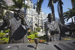 Stereotypically Brazilian Prints: Statues outside Presbyterian Cathedral, Centro, Rio de Janeiro, Brazil, South America