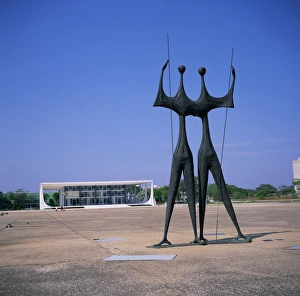 Brasilia Prints: Statues, before the Palacio da Justica, Brasilia, UNESCO World Heritage Site