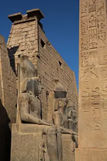 Obelisk Prints: Statues of Rameses II with Obelisk