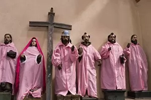 Images Dated 10th February 2010: Statues of saints dressed in indigenous attire in the Catholic Church, dating from 1571