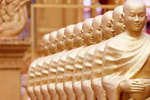 Sangha Prints: Statues showing Sangha with offering bowls (Alms for Buddhists monks)