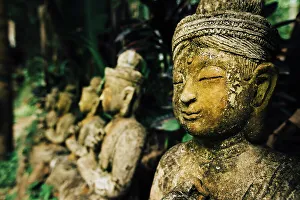 In A Line Prints: Statues at Wat Phalad Temple, Chiang Mai, Thailand, Southeast Asia, Asia