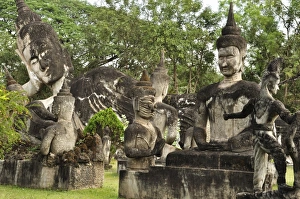 Buddha Park Prints: Statues at Xieng Khuan (Buddha Park), Vientiane, Laos, Indochina, Southeast Asia, Asia