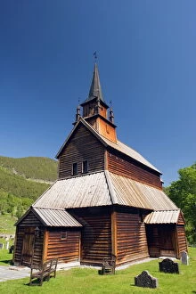 12th Century Gallery: Stave church dating from 1184 at Kaupanger, Western Norway, Norway, Scandinavia, Europe