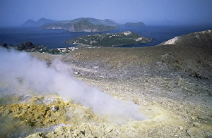 Eolian Islands Prints: Steam issuing from sulphurous fumarole at Gran Craters