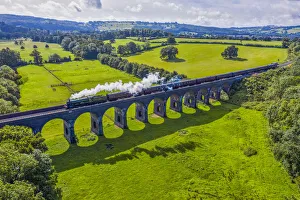 Grasslands Prints: Steam locomotive crossing the Stanway Viaduct, Toddington, Gloucestershire, England