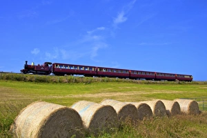 Hay Bale Prints: Steam Railway, Port Soderick, Isle of Man, Europe