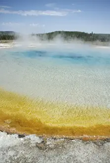 Multi Color Prints: Steam rises from Sapphire Pool, Yellowstone National Park, UNESCO World Heritage Site
