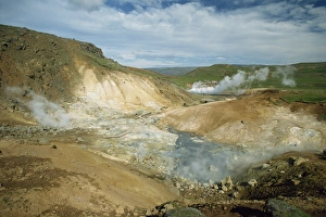 Krisuvik Prints: Steam rising from hot springs at Krisuvik on the south