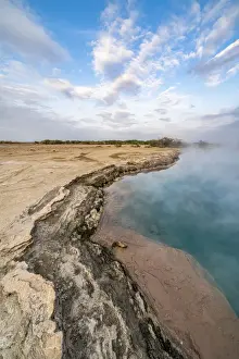 Geyser Prints: Steam rising from the hot water of Ala Lobet (Alol Bet) geyser, Semera, Afar Region