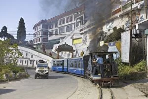 Images Dated 1st November 2008: Steam train known as the Toy Train passing in front of Druk Sangak Choling Gompa