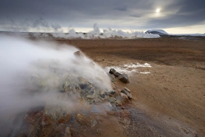 Images Dated 16th October 2008: Steam vent at Namaskard geothermal area (Namafjall-Hverarond), Mount Burfell