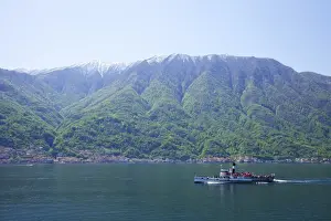 Ferries Prints: Steamer ferry boat Milano on Lake Como in spring sunshine
