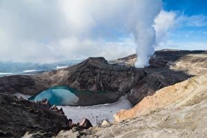 Steaming fumarole on the Gorely volcano, Kamchatka, Russia, Eurasia