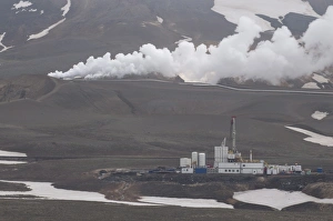 Power Station Prints: Steaming vents and geothermal power stations, Krafla, Iceland, Polar Regions