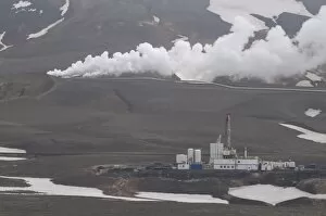Images Dated 8th June 2009: Steaming vents and geothermal power stations, Krafla, Iceland, Polar Regions