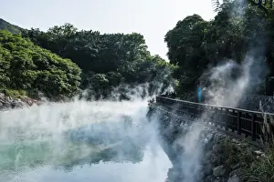 Taiwan Prints: Steaming water in the Di-re valley, Beitou hot spring resort, Taipeh, Taiwan, Asia