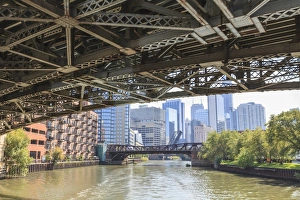 Metal Prints: Under one of the many steel bridges that cross the Chicago River