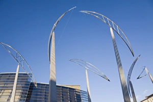 Images Dated 16th May 2007: Steel gateway sculptures outside New Art Gallery Te Puna o Waiwhetu, built 2003