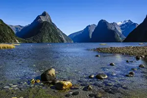The steep cliffs of Milford Sound, Fiordland National Park, UNESCO World Heritage Site, South Island, New Zealand, Pacific