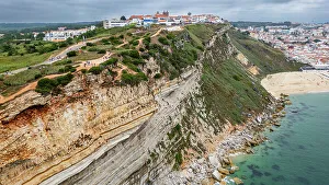 Saltwater Prints: The steep cliffs of Nazare, Oeste, Portugal, Europe
