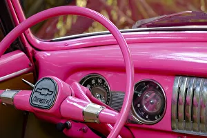 Vintage Car Prints: Steering wheel of one of Hemingways cars at his home, Finca Vigia