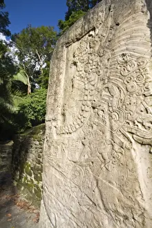 Stela 9 erected in AD 625 to commemorate the accession of Lord Smoking Shell in 608