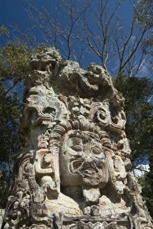 Maya Prints: Stela D dating from 736 AD, Copan Archaeological Park, Copan, UNESCO World Heritage Site