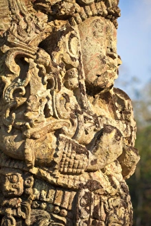 Images Dated 6th April 2009: Stela, The Great Plaza, Ruins of Copan, UNESCO World Heritage Site, Honduras