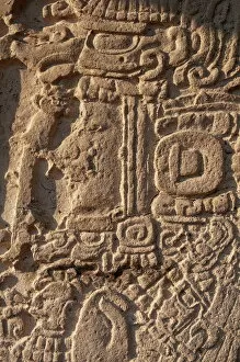 Images Dated 1st April 2009: Detail of a Stela, Mayan archaeological site, Tikal, UNESCO World Heritage Site