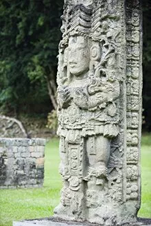 Images Dated 4th December 2010: Stelae A dating from 731 AD depicting Rabbit 18, Copan Ruins, Mayan archaeological site