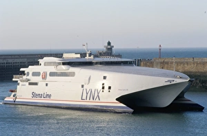 Dieppe Prints: Stena Line Sea Lynx trimaran, Dieppe harbour, France, Europe