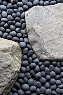 Stepping stone detail in a traditional Japanese landscape garden, Japan