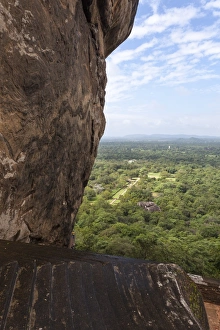 Traditionally Sri Lankan Prints: Steps leading up Sigiriya (Lion Rock), UNESCO World Heritage Site, Sri Lanka, Asia
