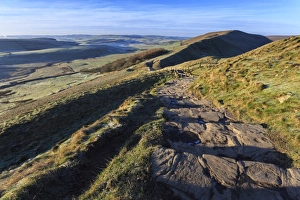 Peak District Prints: Steps up Mam Tor, view towards Rushup Edge