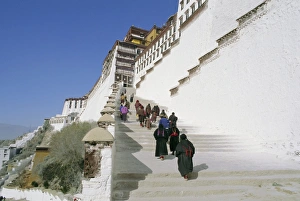 Step Prints: Steps up to the Potala Palace, Lhasa, Tibet, China, Asia