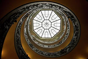 Glass Prints: Steps at the Vatican Museum, The Vatican City, Vatican, Rome, Lazio, Italy, Europe