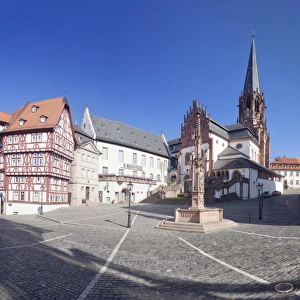 Cobbled Prints: Stiftsplatz Square with Stiftsmuseum, Stiftsbrunnen fountain and Stiftskirche Church of St