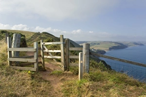 Walk Way Prints: Stile, Devon Coast Path, South Hams, Devon, England, United Kingdom, Europe