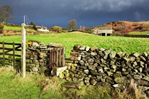 Farm Collection: Stile in a dry stone wall at Storiths, North Yorkshire, Yorkshire, England, United Kingdom, Europe