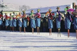 Dance Gallery: Stilt dancers, New Year celebrations, China, Asia