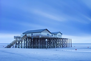 Stilt House Prints: Stilt house on a beach, Sankt Peter Ording